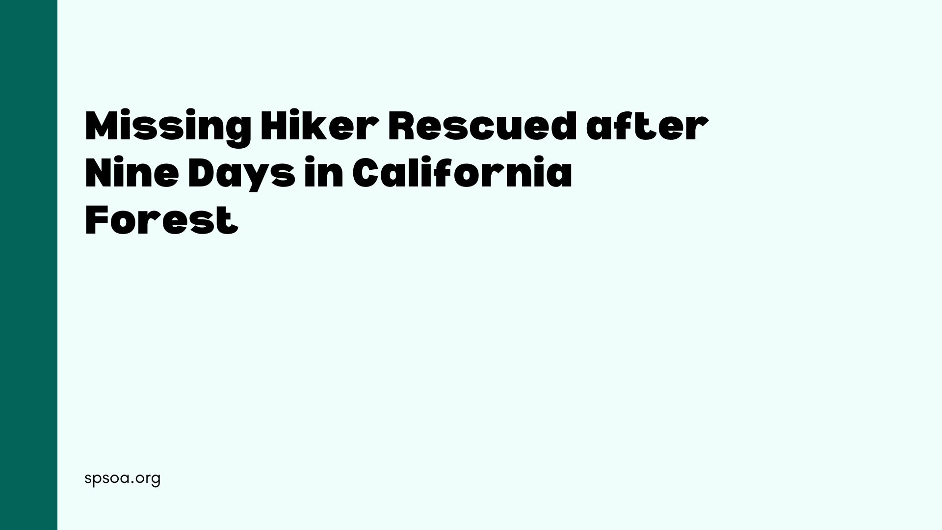 Missing Hiker Rescued after Nine Days in California Forest